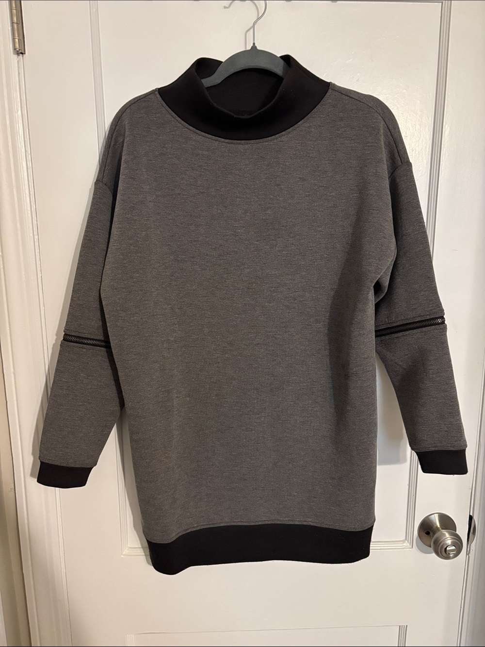 Marciano Gray Sweatshirt Dress with Black Trim